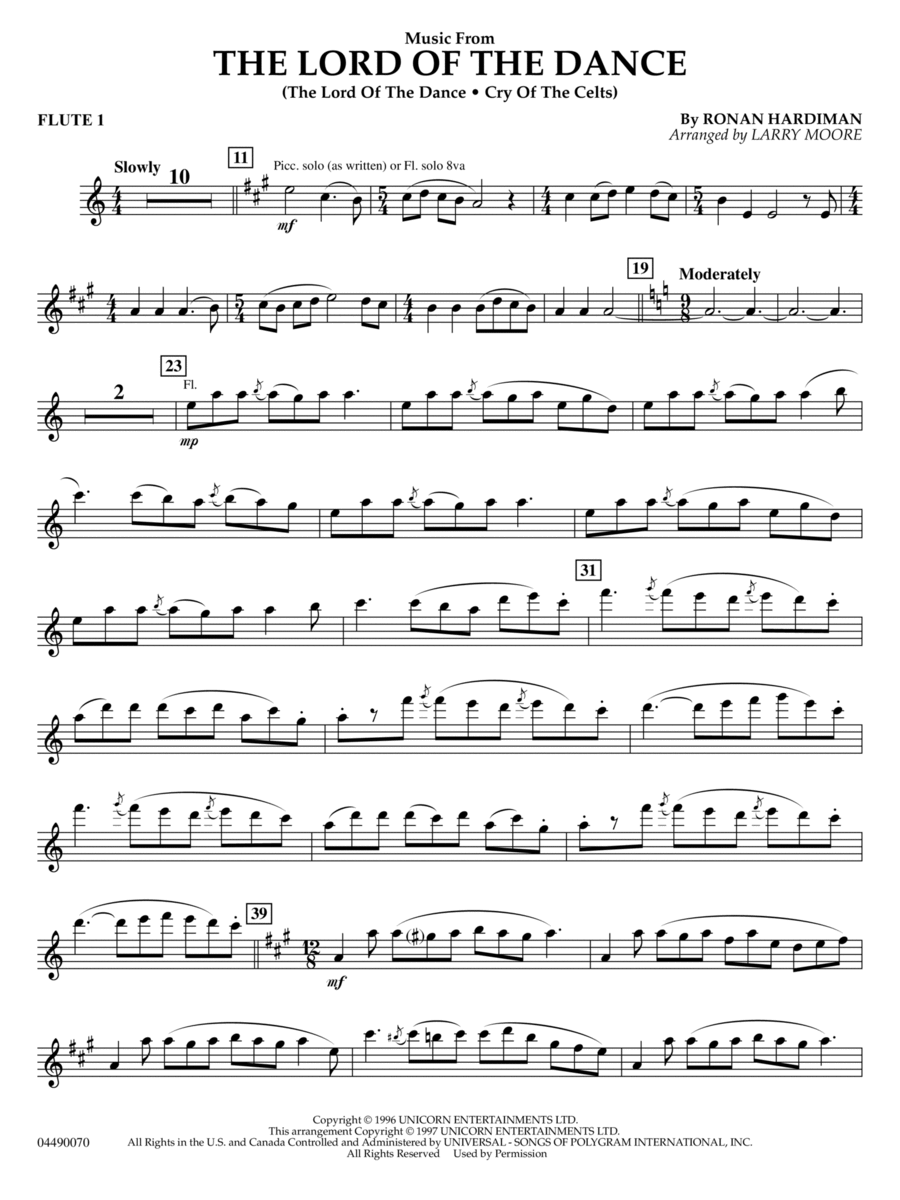 Music from The Lord Of The Dance (arr. Larry Moore) - Flute 1 Full Orchestra scores gallery preview page 1