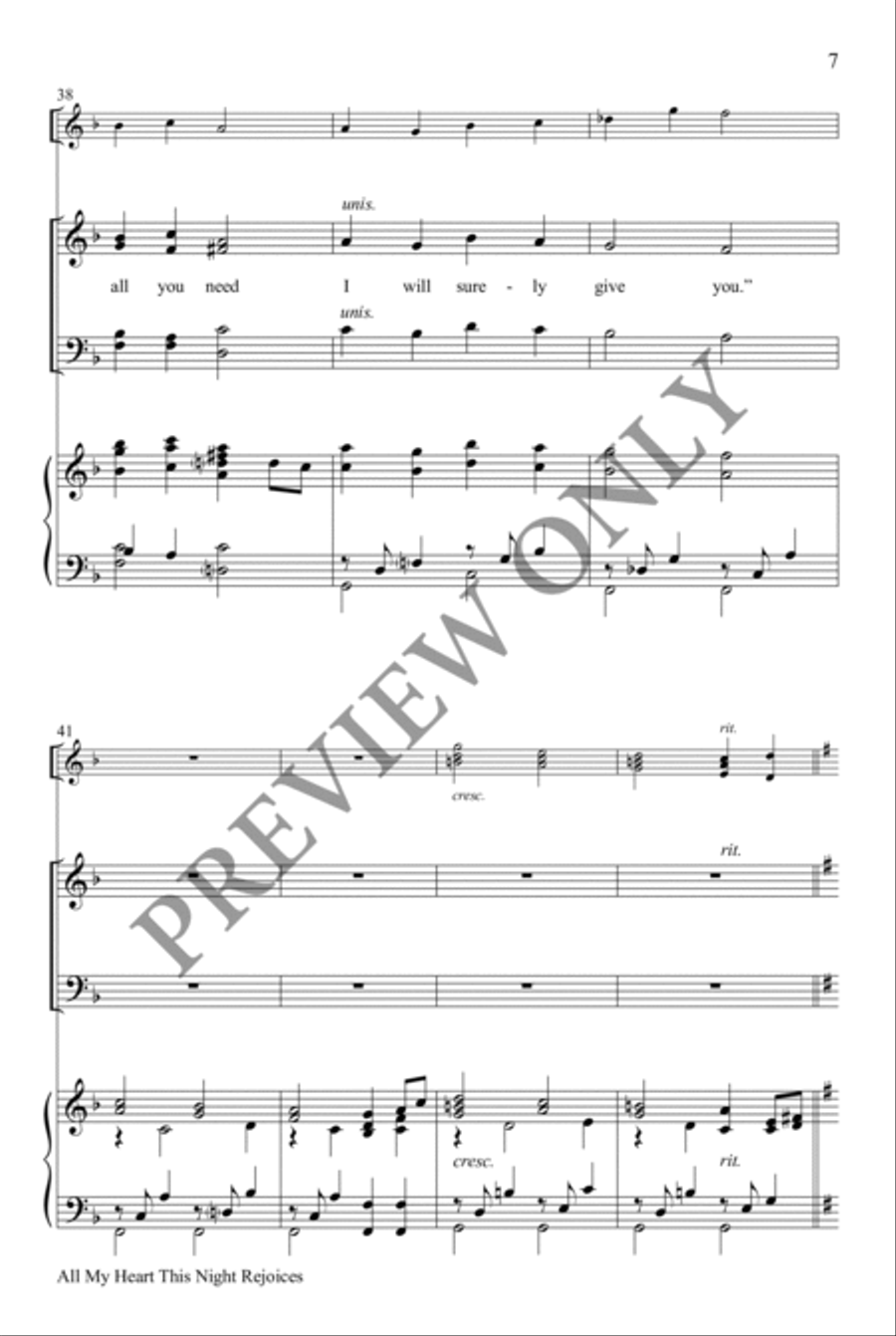 All My Heart This Night Rejoices 4-Part scores gallery preview page 7
