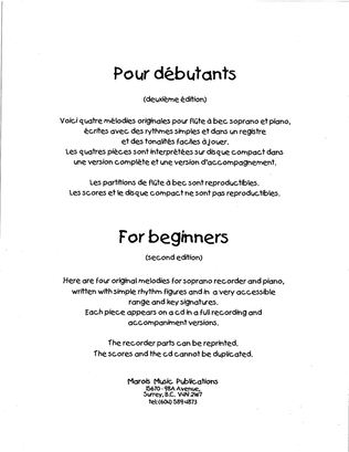 For Beginners/pour débutants (soprano recorder and piano)