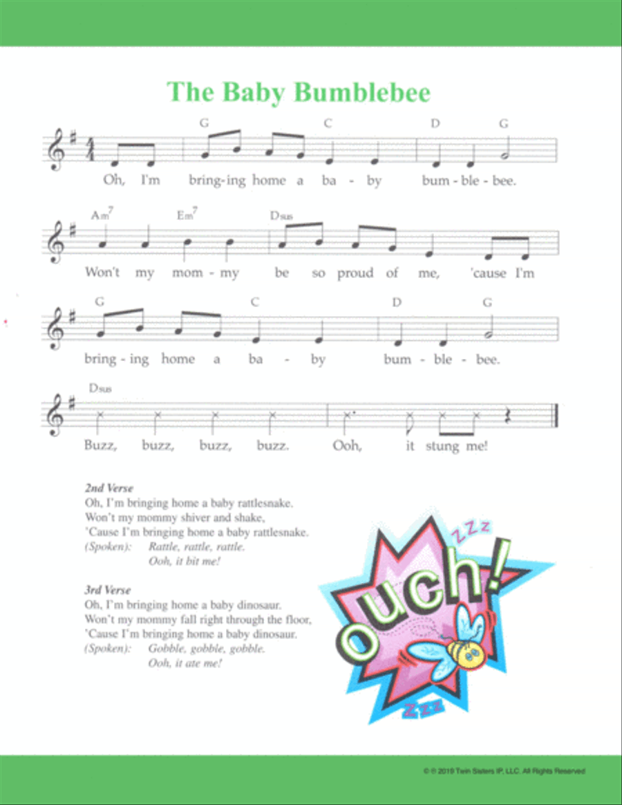 The Baby Bumblebee Piano, Vocal, Guitar scores gallery preview page 1