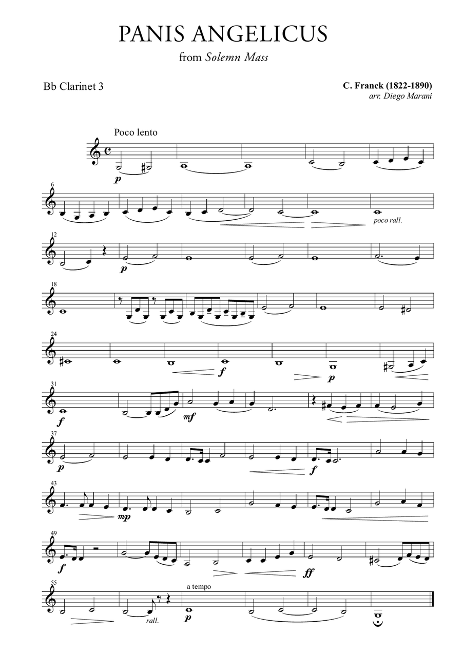Panis Angelicus for Clarinet Quartet Clarinet Quartet scores gallery preview page 2