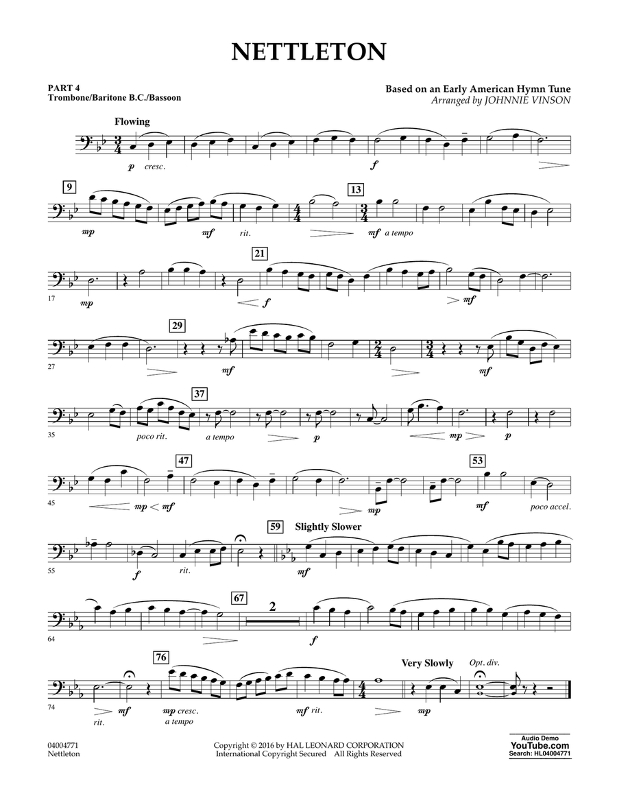 Nettleton - Pt.4 - Trombone/Bar. B.C./Bsn. Concert Band scores gallery preview page 1