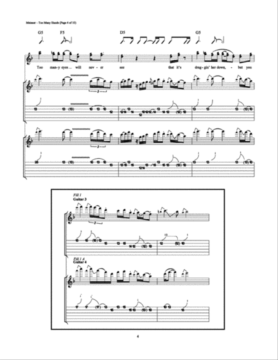 Too Many Hands Electric Guitar scores gallery preview page 4