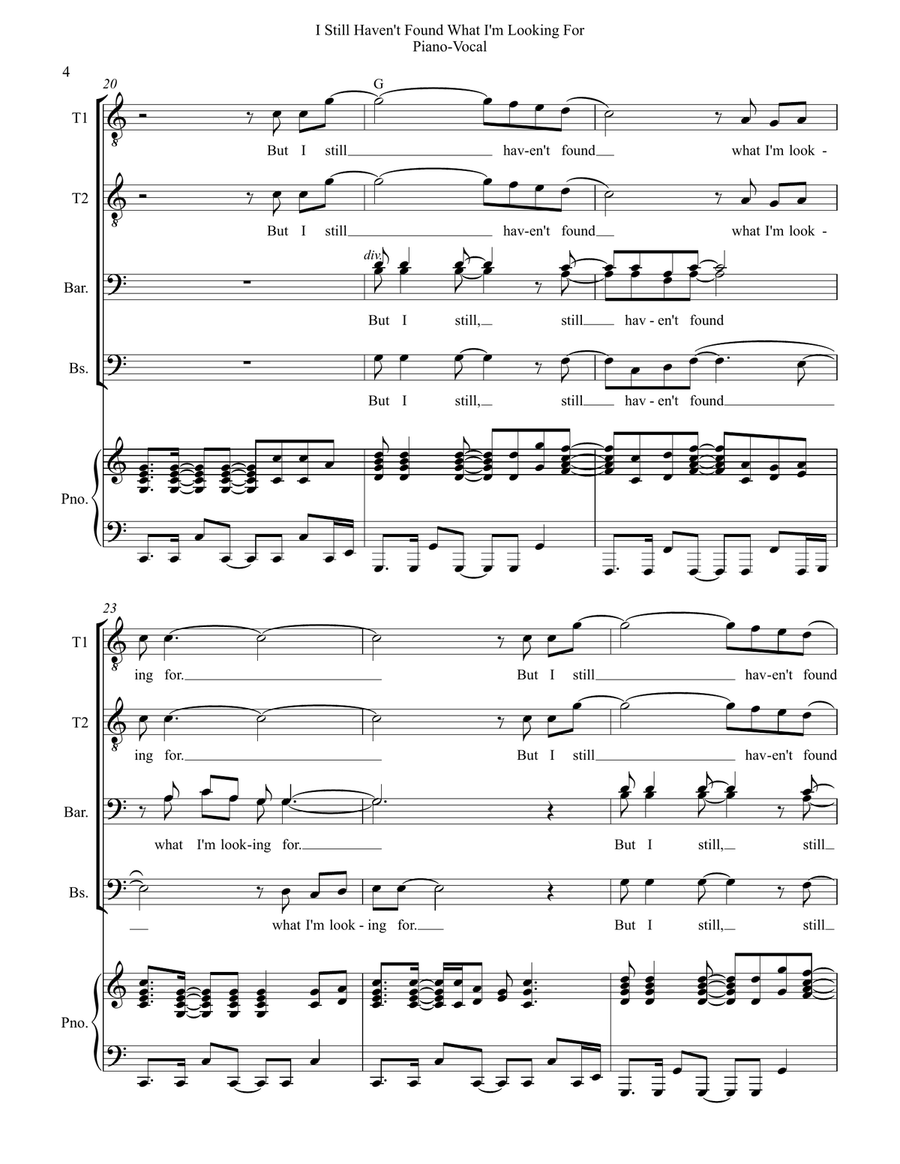 Still Haven't Found What I'm Looking For TTBB scores gallery preview page 4