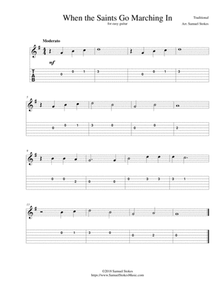 When the Saints Go Marching In - for easy guitar with TAB