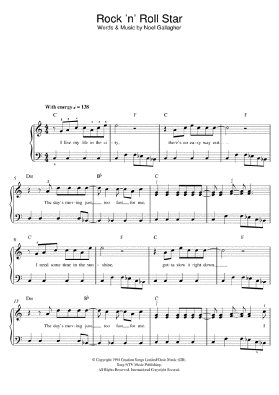Rock 'n' Roll Star Rock 'n' Roll Star Piano scores gallery preview page 1