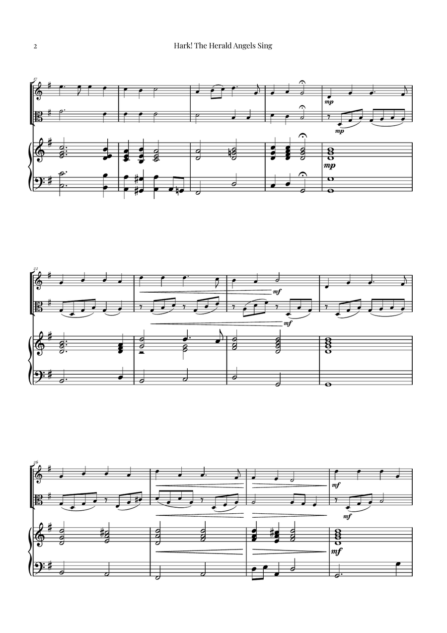 Hark! The Herald Angels Sing Duet Arrangement | Christmas Carol Sheet Music String Duet scores gallery preview page 2