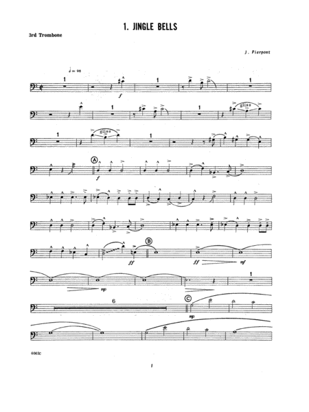 Ten Christmas Carols For Trombone Quintet/3rd Trombone