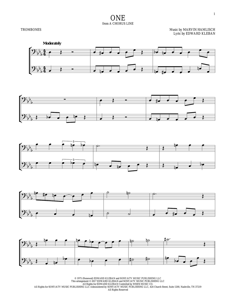 One (from A Chorus Line) One (from A Chorus Line) Choir scores gallery preview page 1