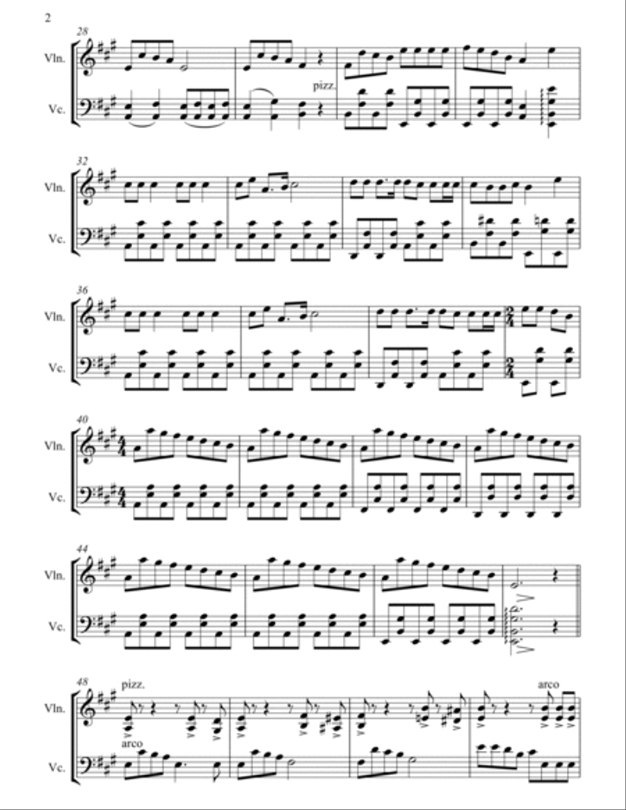 Jingle Bells - Full Length Violin & Cello Arrangement by The Chapel Hill Duo String Duet scores gallery preview page 3