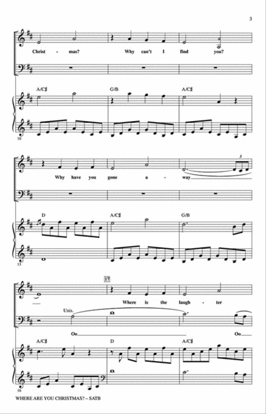 Where Are You Christmas? 4-Part scores gallery preview page 3