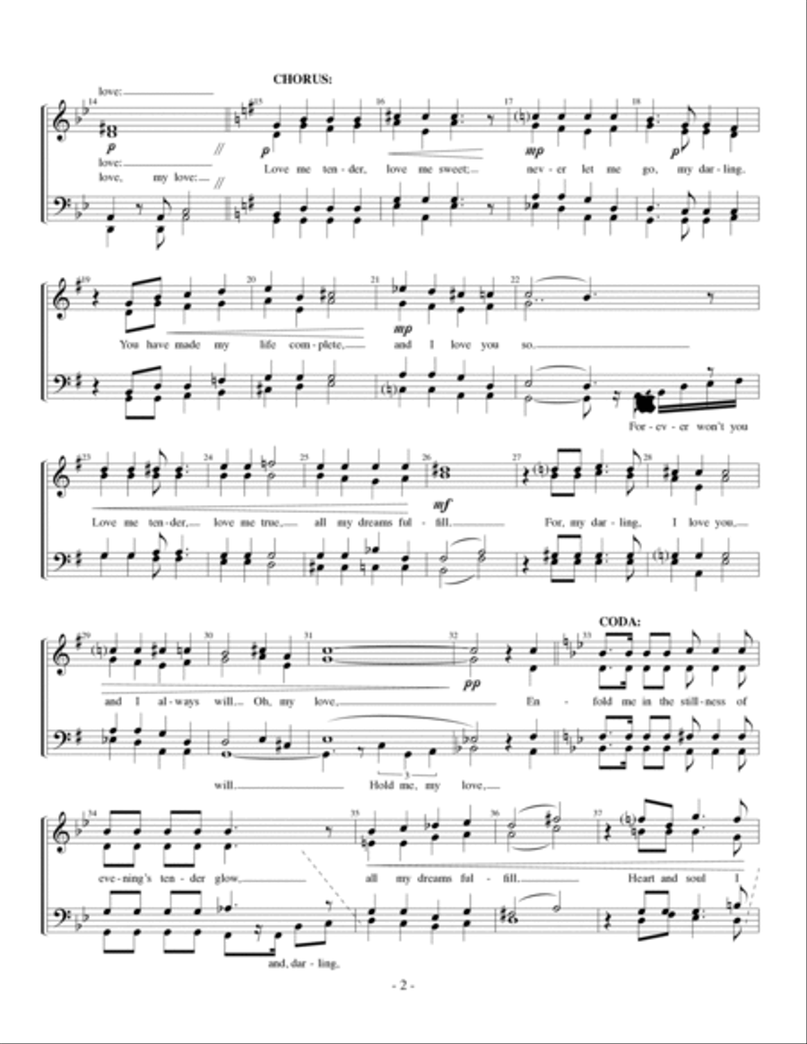 Love Me Tender A Cappella scores gallery preview page 2