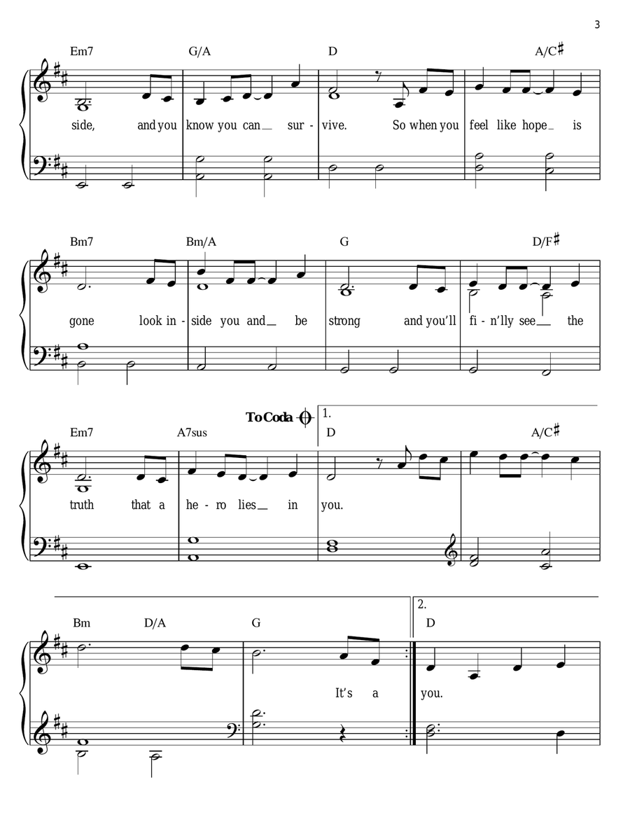 Hero Easy Piano scores gallery preview page 3
