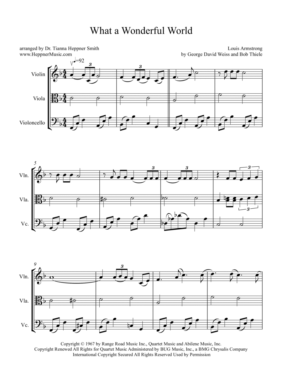 What A Wonderful World String Trio scores gallery preview page 1