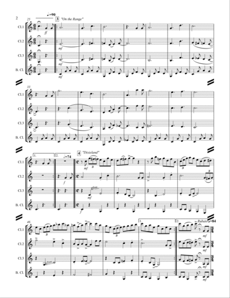 Happy Birthday and Stylistic Variations (for Clarinet Quartet) Clarinet Quartet scores gallery preview page 3