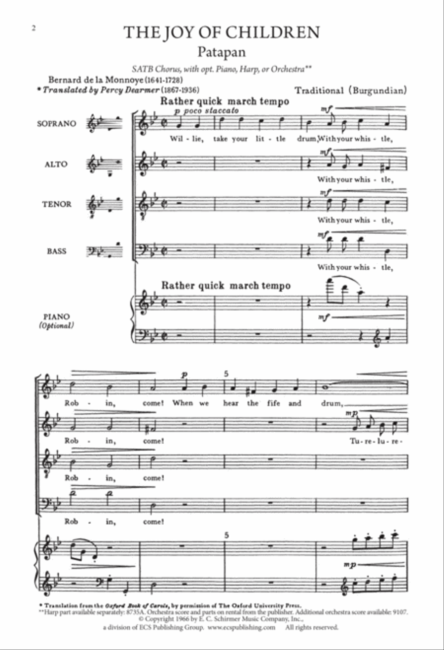 The Seven Joys of Christmas: 4. The Joy of Children: Patapan 4-Part scores gallery preview page 2