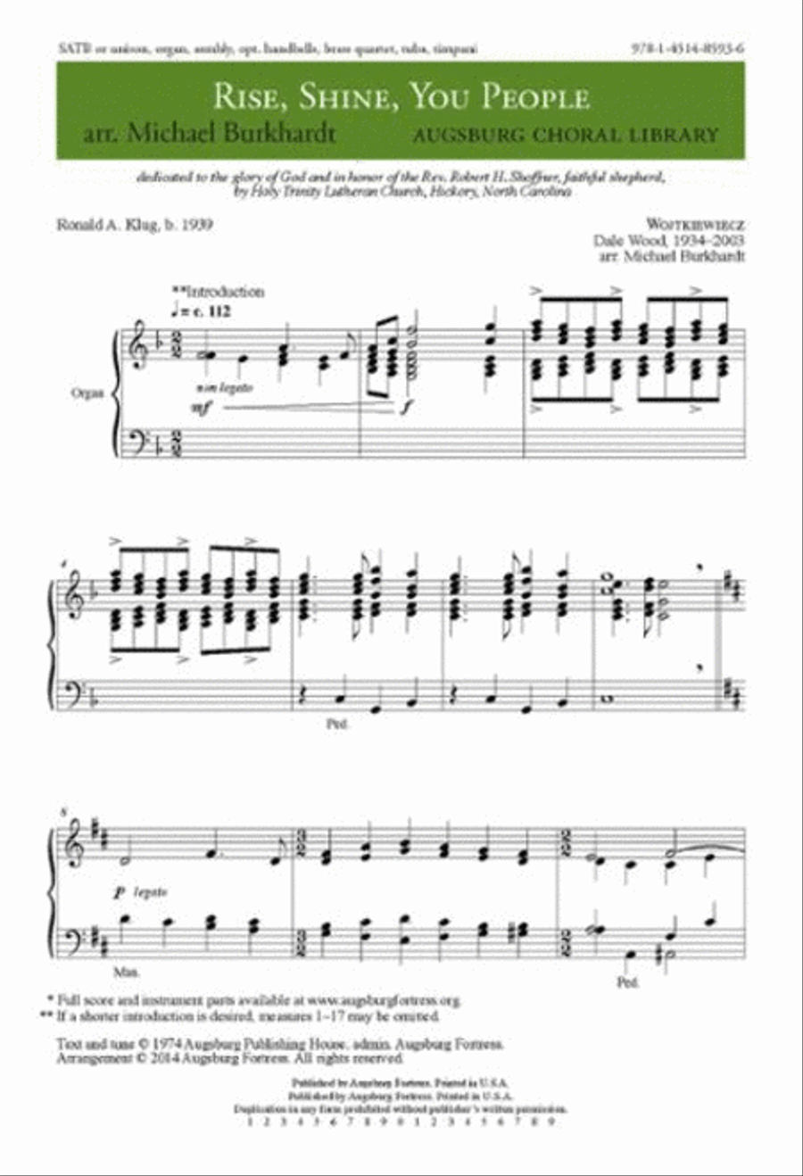 Rise, Shine, You People 4-Part scores gallery preview page 1
