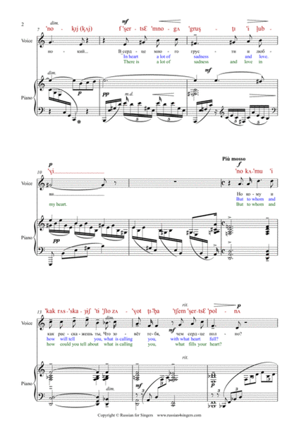 "The Night Is Sad" Op.26 N12 Lower Key (A minor) DICTION SCORE with IPA and translation