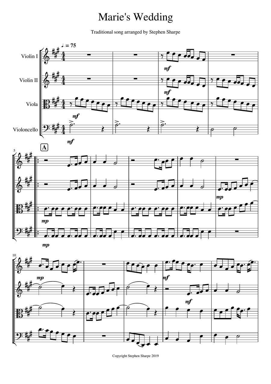 Marie's Wedding String Quartet String Quartet scores gallery preview page 1
