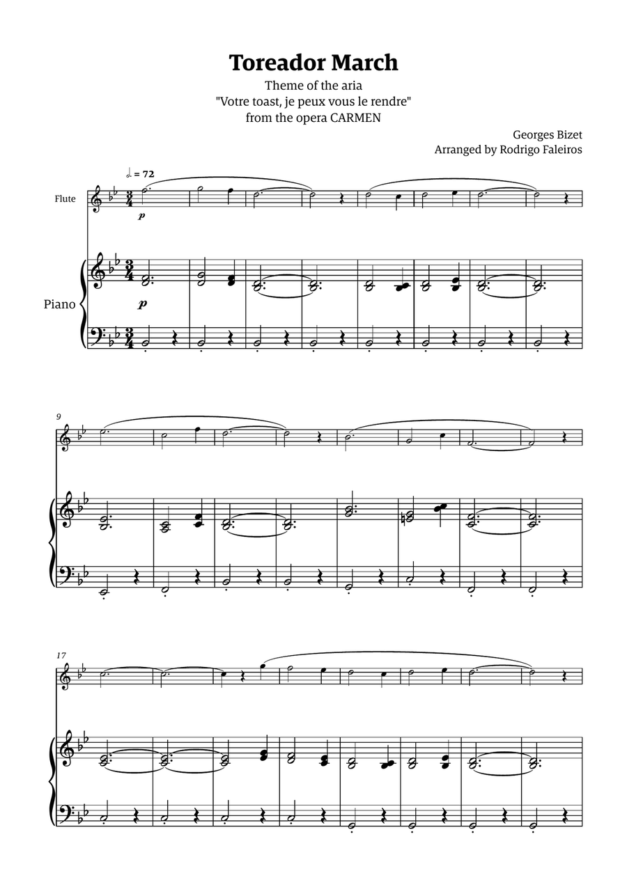 Toreador March (from the opera Carmen) - easy version Chamber Music scores gallery preview page 1