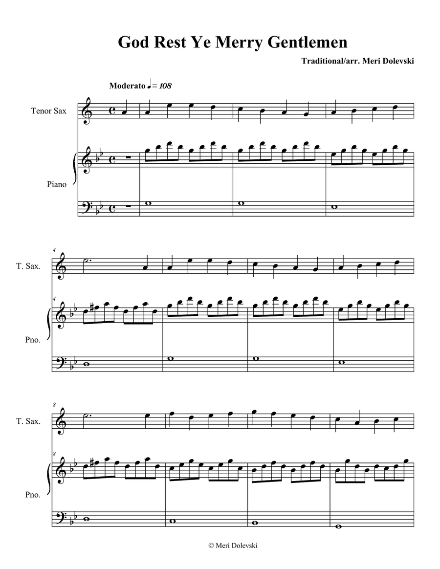 God Rest Ye Merry Gentlemen: B flat saxes Tenor Saxophone scores gallery preview page 2
