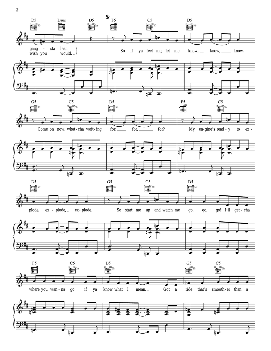 Shut Up And Drive Piano, Vocal, Guitar scores gallery preview page 2