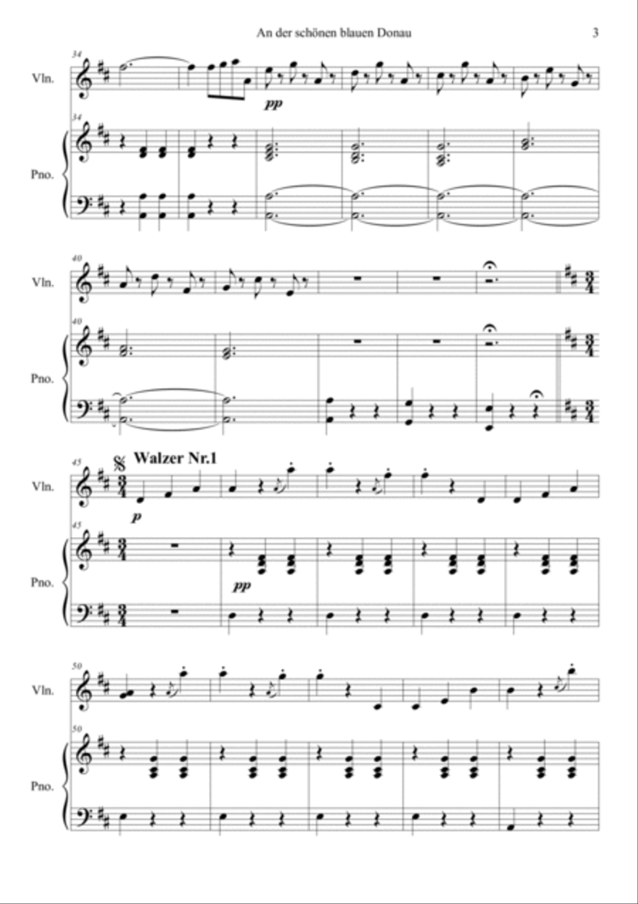 An der Schonen Blauen Donau, Op. 314 Violin Solo scores gallery preview page 3