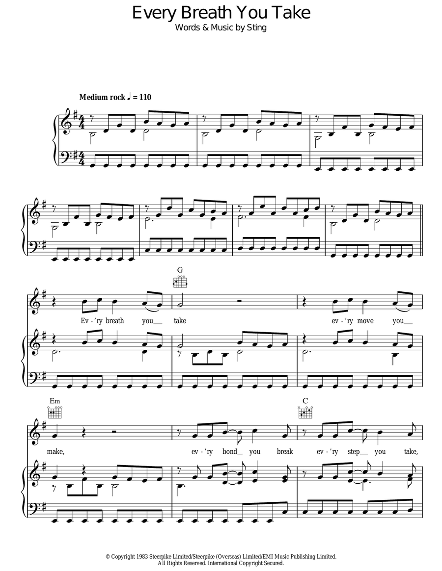 Every Breath You Take Every Breath You Take Acoustic Guitar scores gallery preview page 1