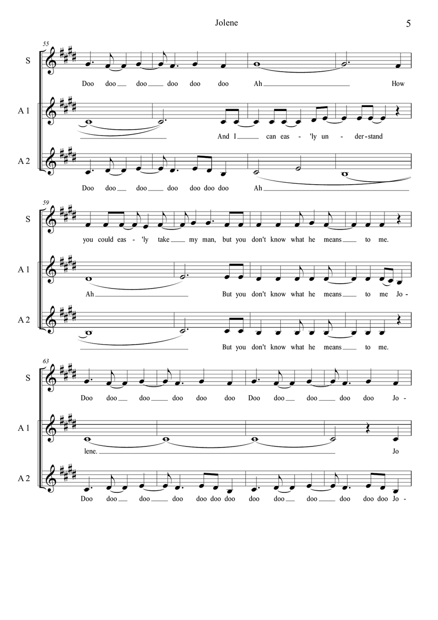 Jolene A Cappella scores gallery preview page 5