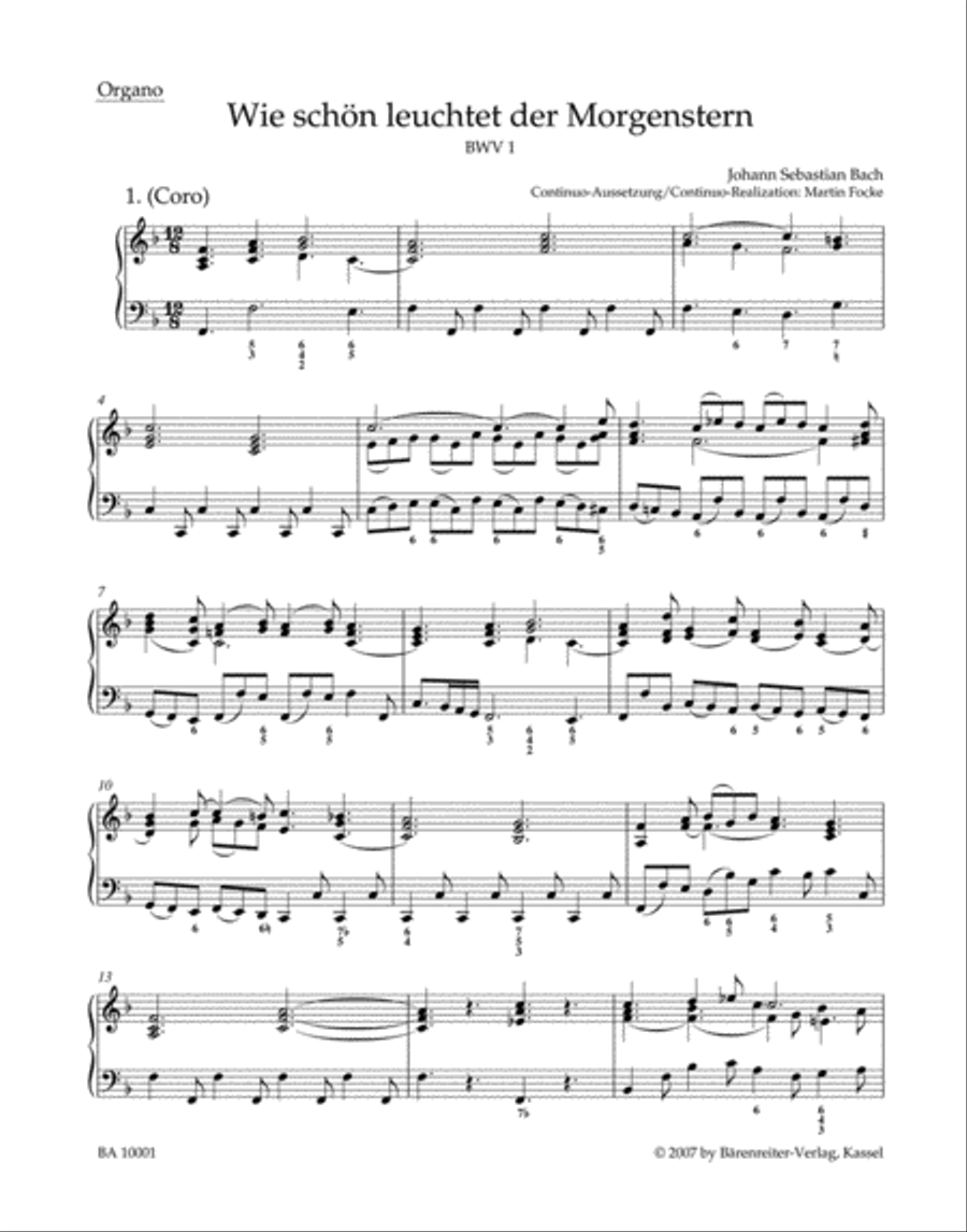Wie schon leuchtet der Morgenstern BWV 1 Organ scores gallery preview page 1