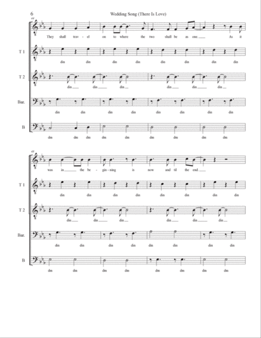 Wedding Song (there Is Love) TTBB scores gallery preview page 6