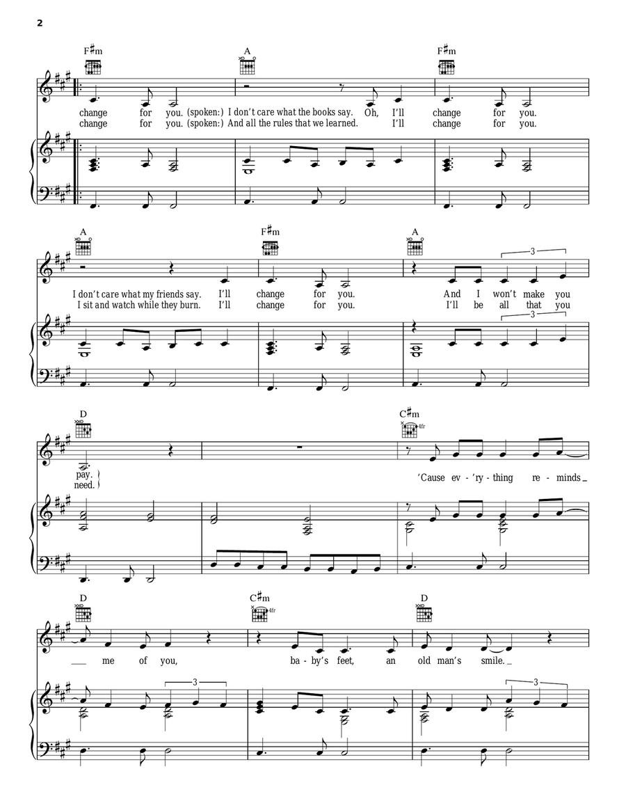 I'll Change For You I'll Change For You Piano, Vocal, Guitar scores gallery preview page 2
