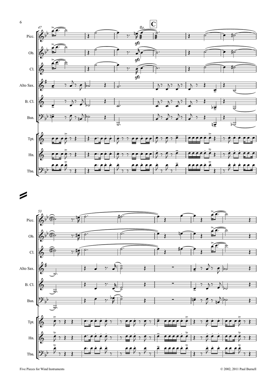 Five Pieces for Wind Instruments Large Ensemble scores gallery preview page 6