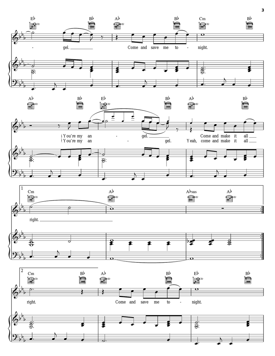 Angel Piano, Vocal, Guitar scores gallery preview page 3