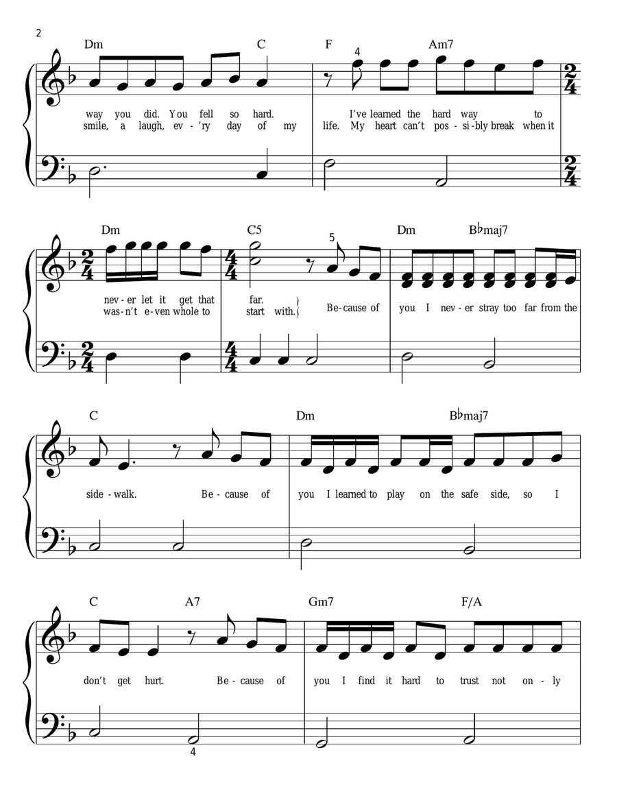 Because Of You Because Of You Easy Piano scores gallery preview page 2