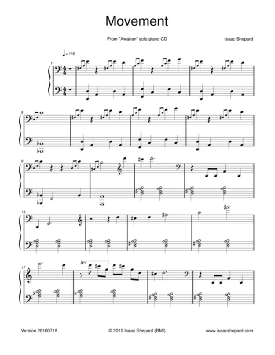 Movement Piano Solo scores gallery preview page 1