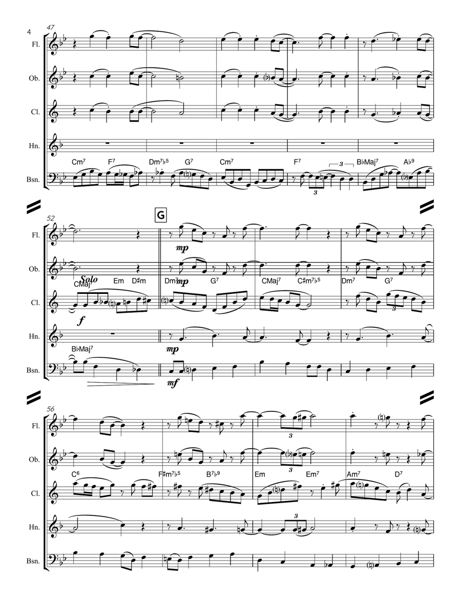 Teach Me Tonight Woodwind Quintet scores gallery preview page 5