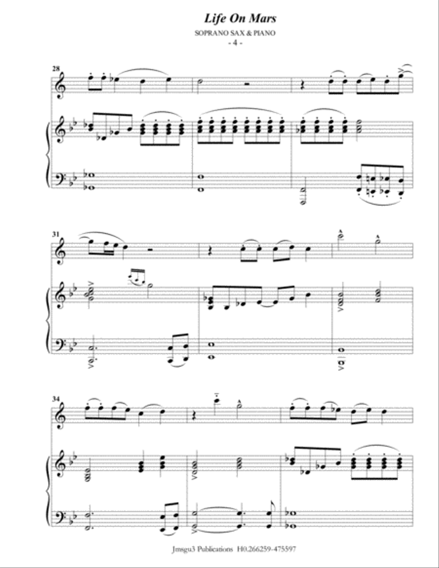 Life On Mars Soprano Saxophone scores gallery preview page 4
