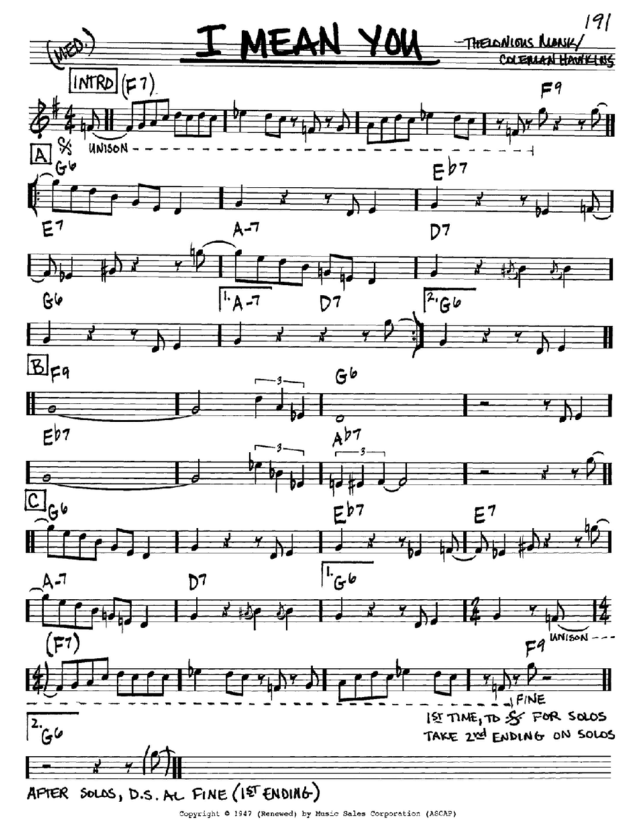 I Mean You Piano scores gallery preview page 1