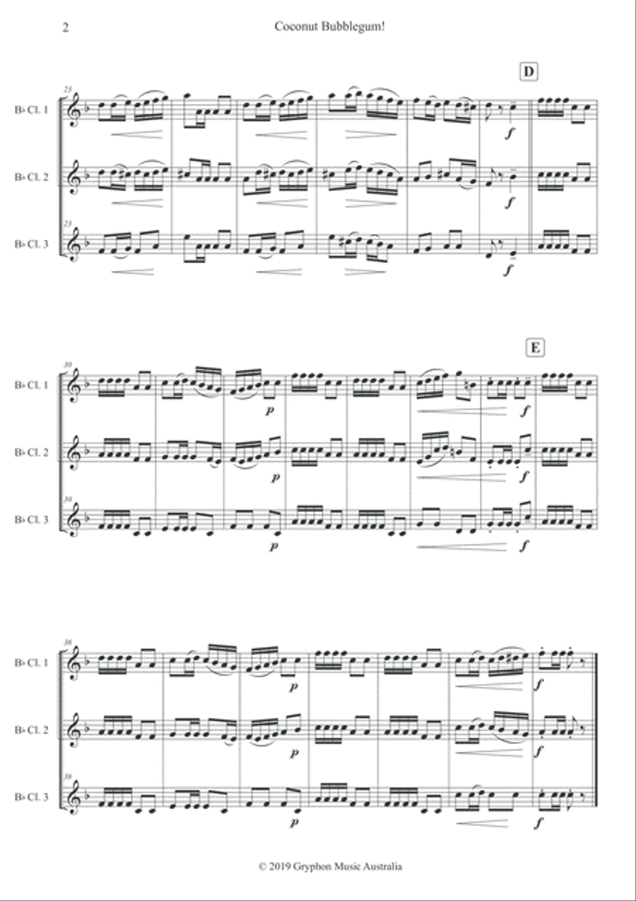 Coconut Bubblegum! for clarinet trio Coconut Bubblegum! for clarinet trio Clarinet Trio scores gallery preview page 3