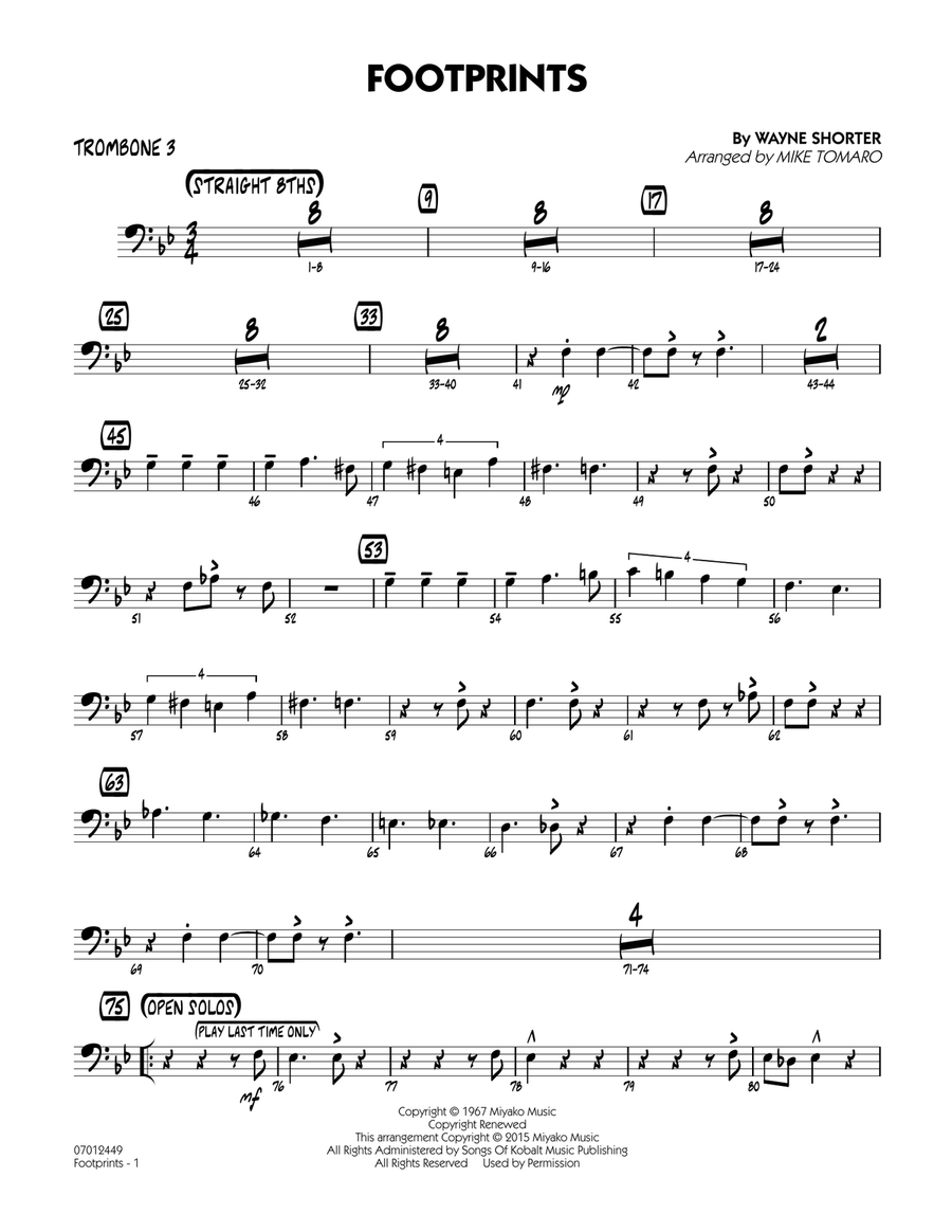 Footprints - Trombone 3 Trombone scores gallery preview page 1