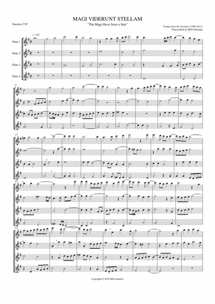 Magi Viderunt Stellam by Tomas Luis de Victoria Flute Quartet - Digital Sheet Music