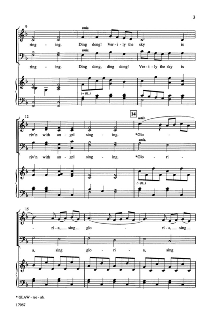 Ding Dong! Merrily on High / He Is Born! 4-Part scores gallery preview page 3