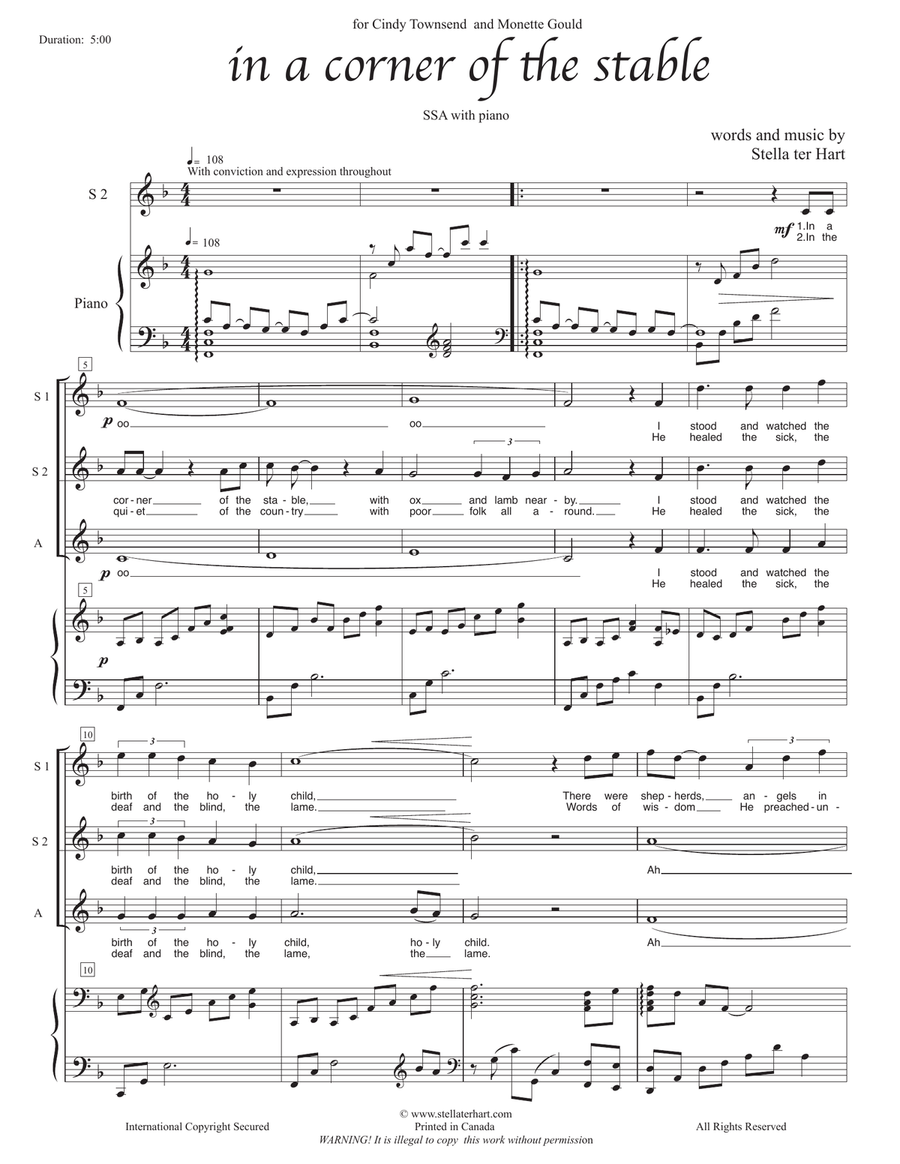 in a corner of the stable - a journey of love and faith. SSA choir with piano SSA scores gallery preview page 2