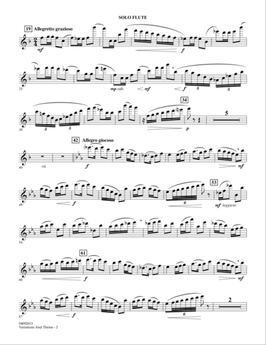 Variations And Theme (for Flute Solo And Band) - Flute Solo Flute Solo scores gallery preview page 2