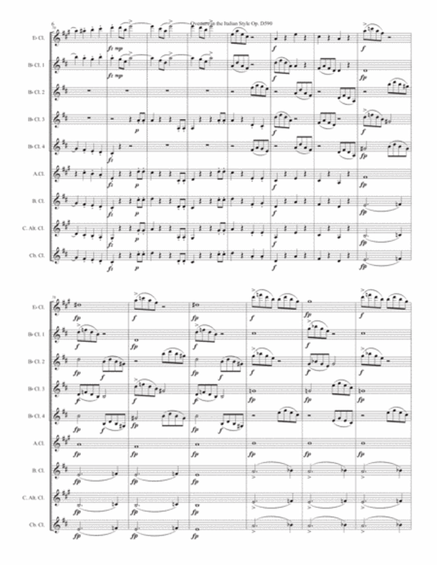 Overture in the Italian Style D590 for clarinet choir image number null