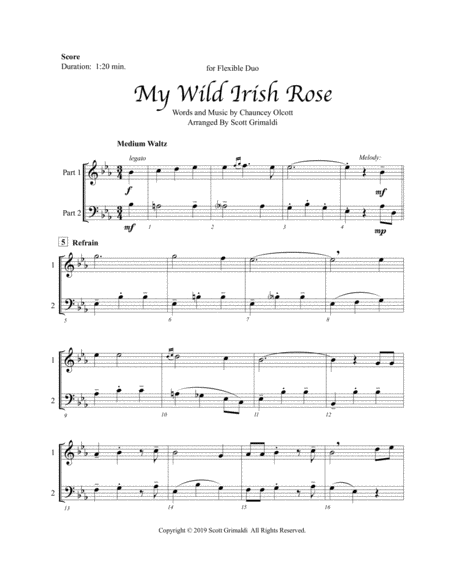 My Wild Irish Rose - for Flexible Duo (C, Eb, Bb & Bass Clef Instruments) image number null