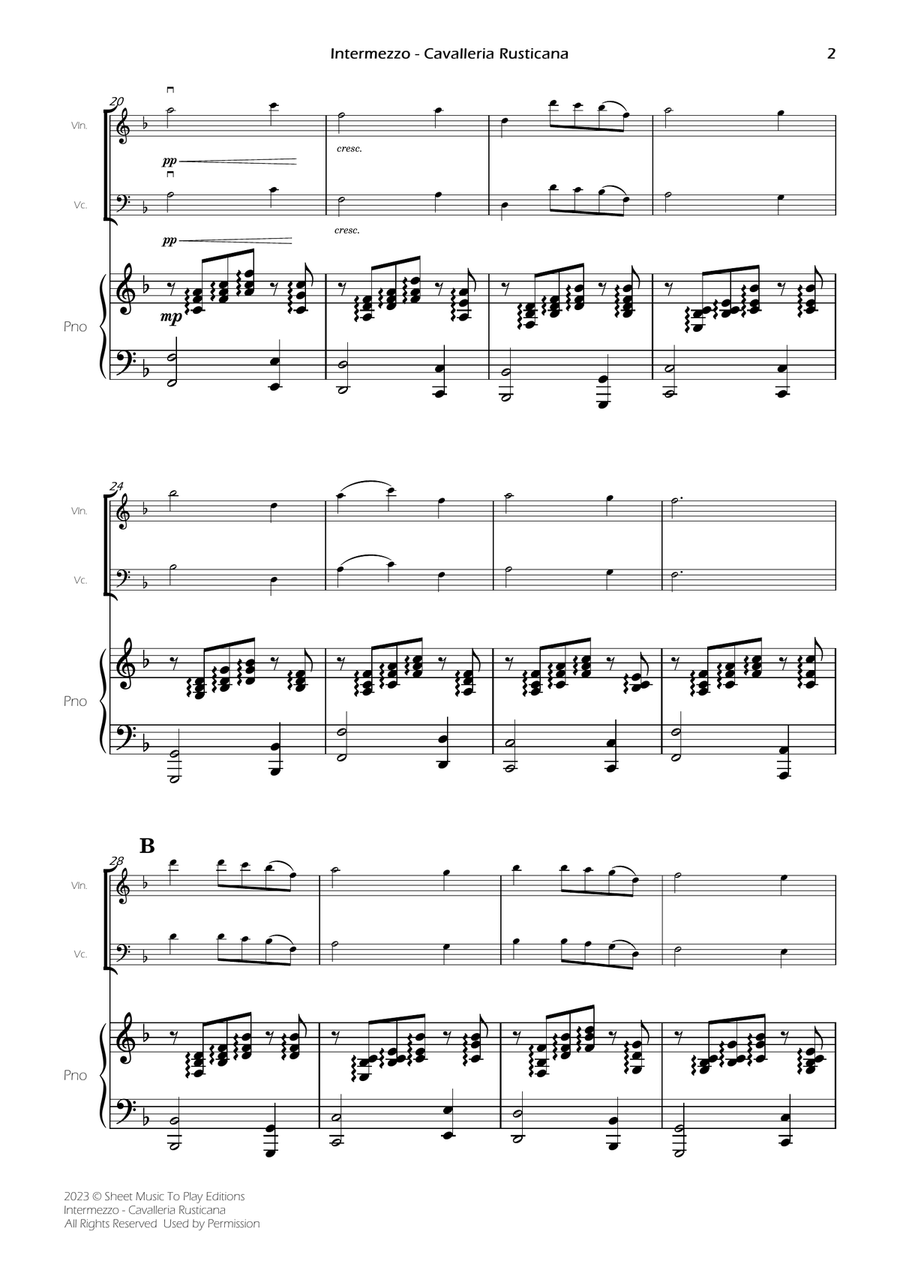 Intermezzo from Cavalleria Rusticana Piano Trio (Full Score) Score