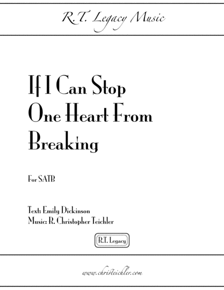 If I Can Stop One Heart From Breaking - SATB A Capella image number null