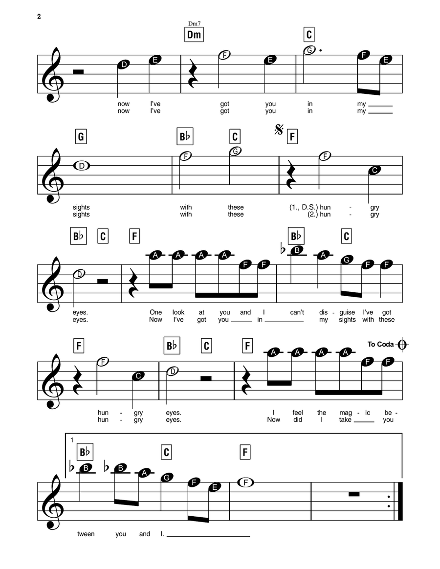 Hungry Eyes (from Dirty Dancing) Organ Accompaniment scores gallery preview page 2